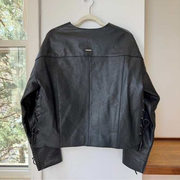 NWT Deadwood Canoo Oversized Leather Jacket Black Medium - Picture 13 of 17